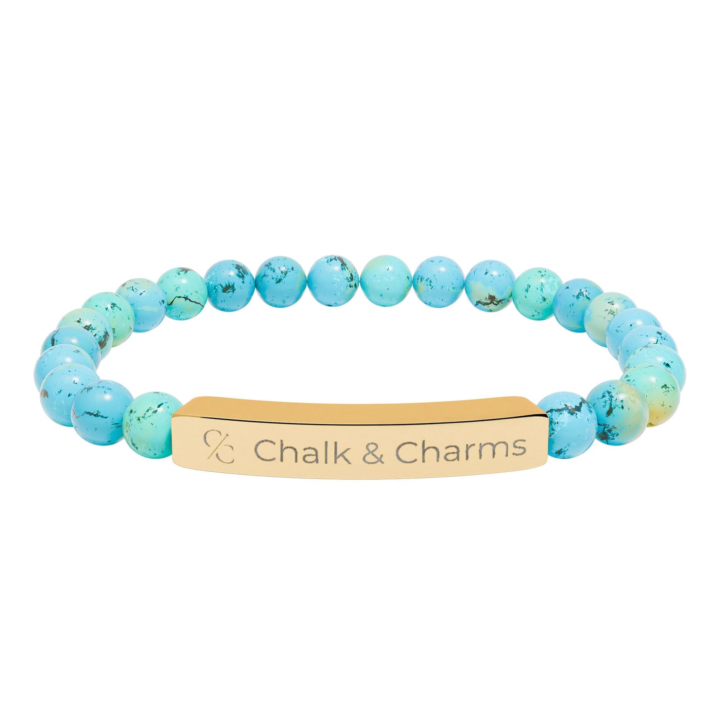 Chalk & Charms™ | Engraved Natural Stone Stretch Bar Bracelet