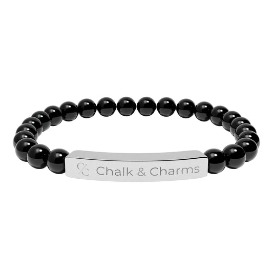 Chalk & Charms™ | Engraved Natural Stone Stretch Bar Bracelet